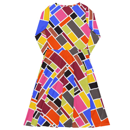 Multi Coloured All-over print long sleeve midi dress - Spring Summer - Rachel Green