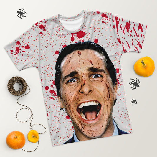 American Psycho KiSS Men's t-shirt - Christian Bale Patrick Bateman Splatter Halloween Killer