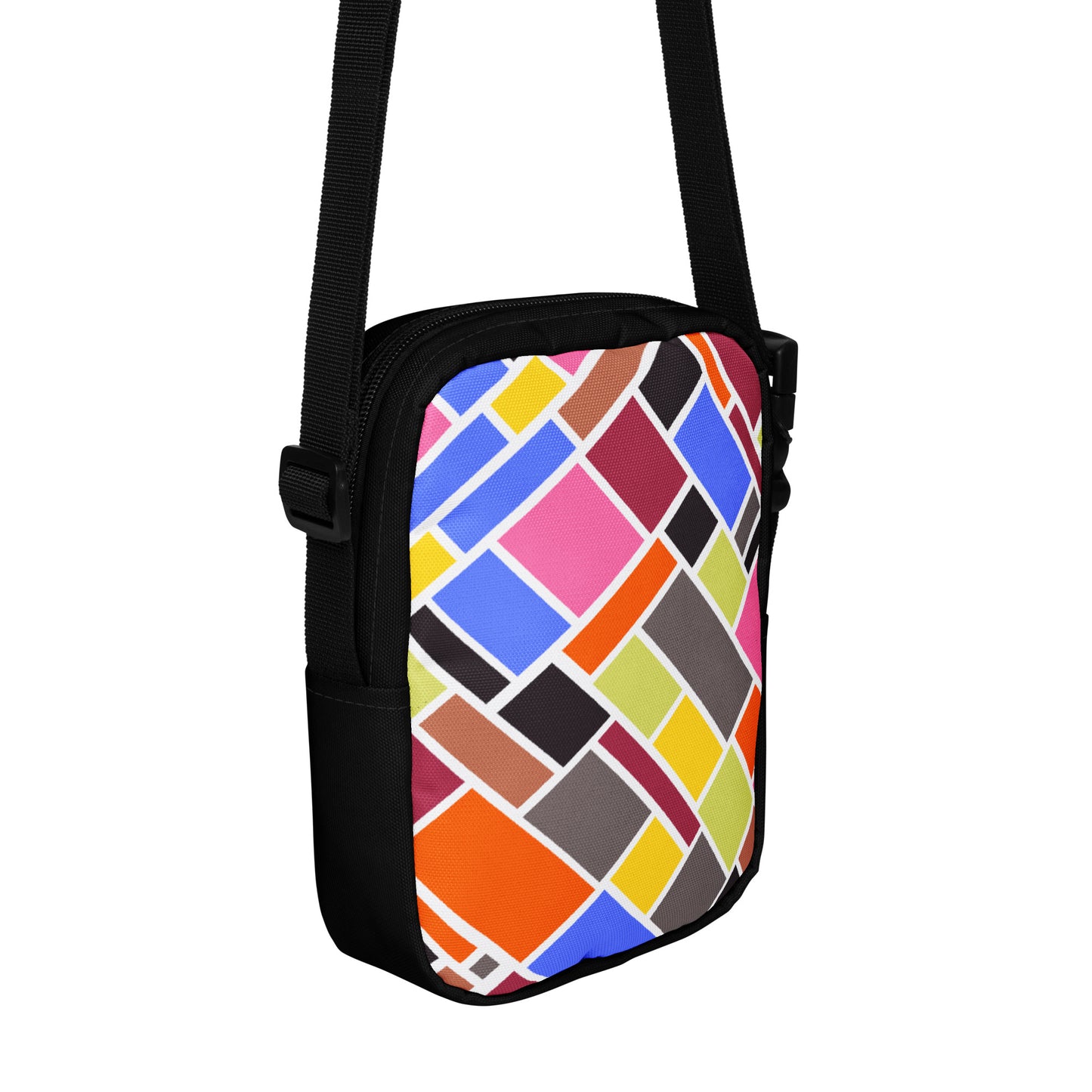 Bright Multi Colour Print Utility crossbody bag - Geometric Design