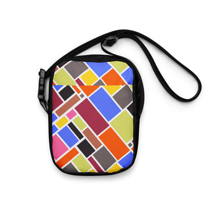 Bright Multi Colour Print Utility crossbody bag - Geometric Design