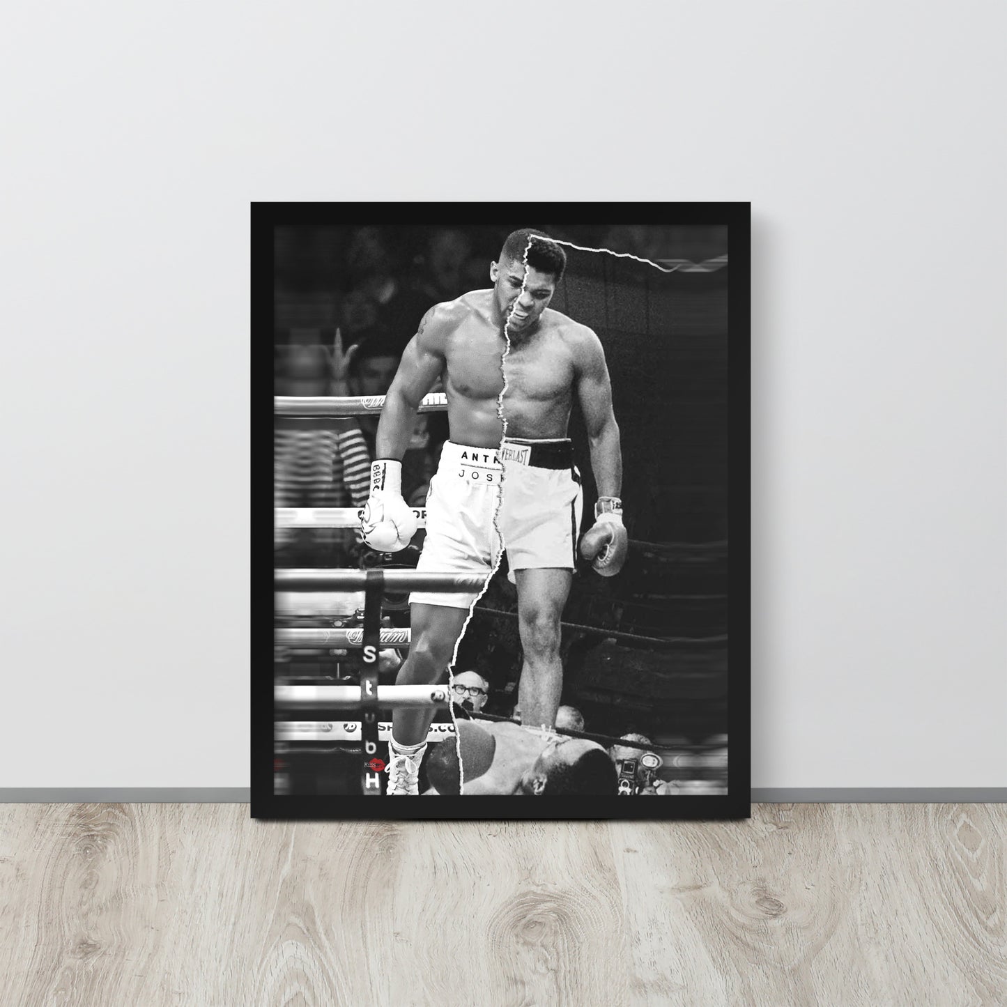 Muhammad Ali/Anthony Joshua KiSS Framed poster - half & half - Boxing wall Art - Home Decor, knockout