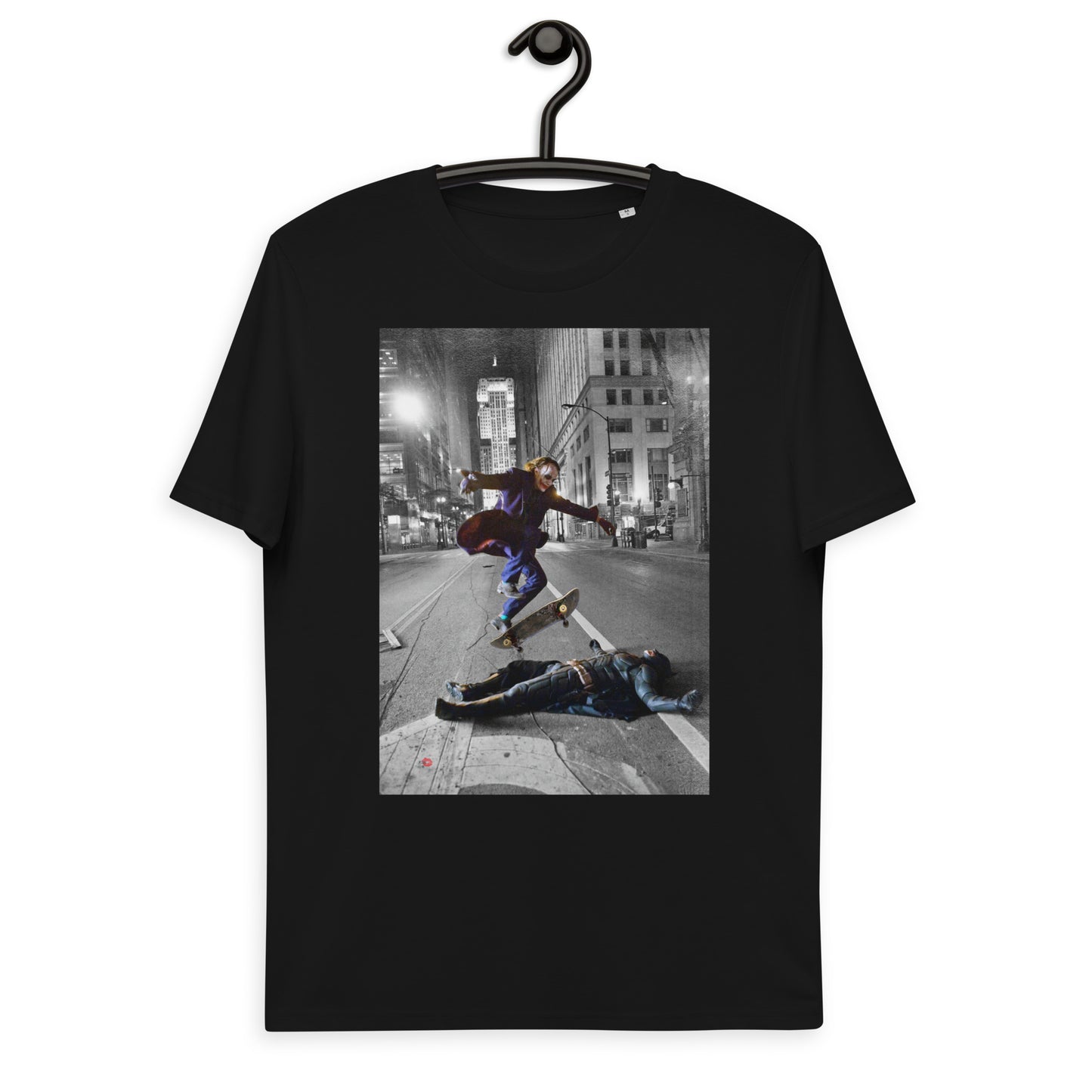 Joker/Batman Skateboard Unisex organic cotton t-shirt - Heath Ledger, Christian Bale - Skater Cool