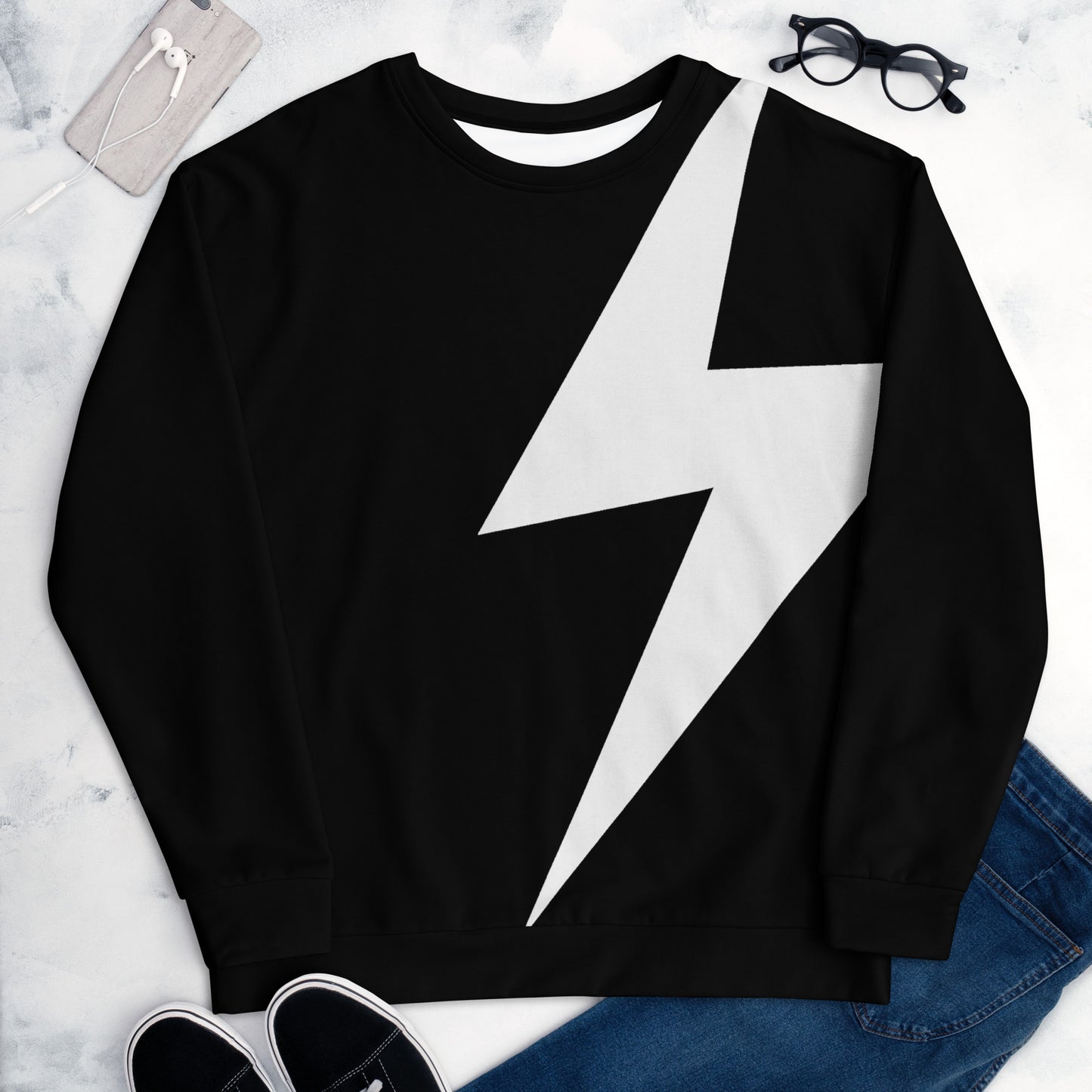 Lightning Bolt KiSS Unisex Sweatshirt - David Rose Schitt's Creek Inspired - Black and White - TV Show