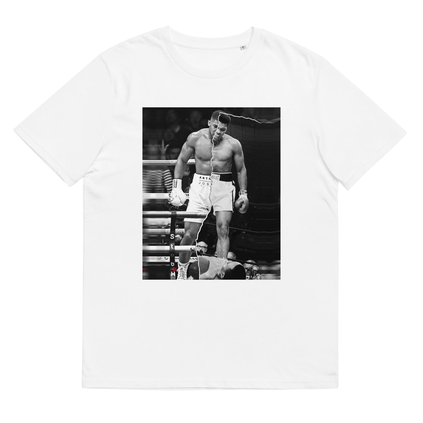 AJ/Ali KiSS Unisex organic cotton t-shirt - Anthony Joshua V Muhammad Ali - Half and Half - Boxing