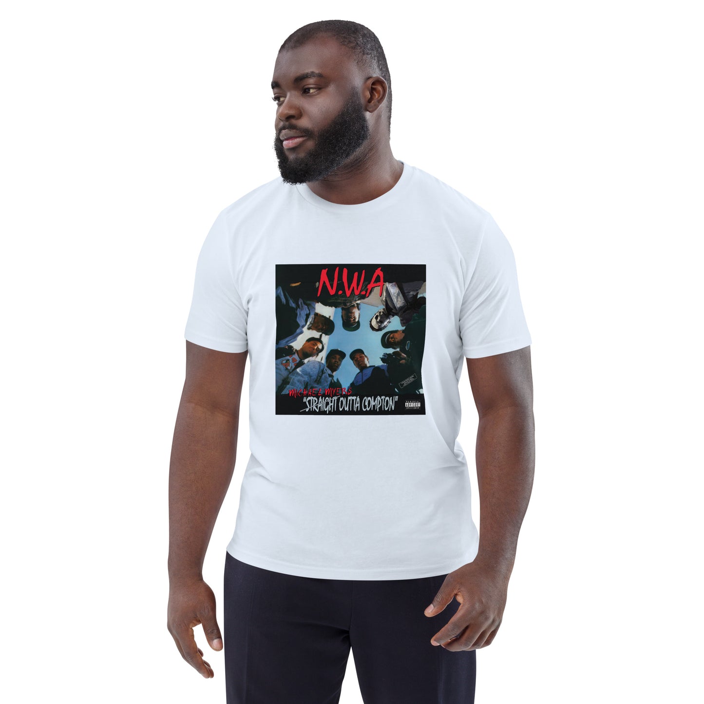 Michael Myers NWA KiSS Unisex organic cotton t-shirt - Halloween Music Inspired Rap Eazy E Ice Cube Dre