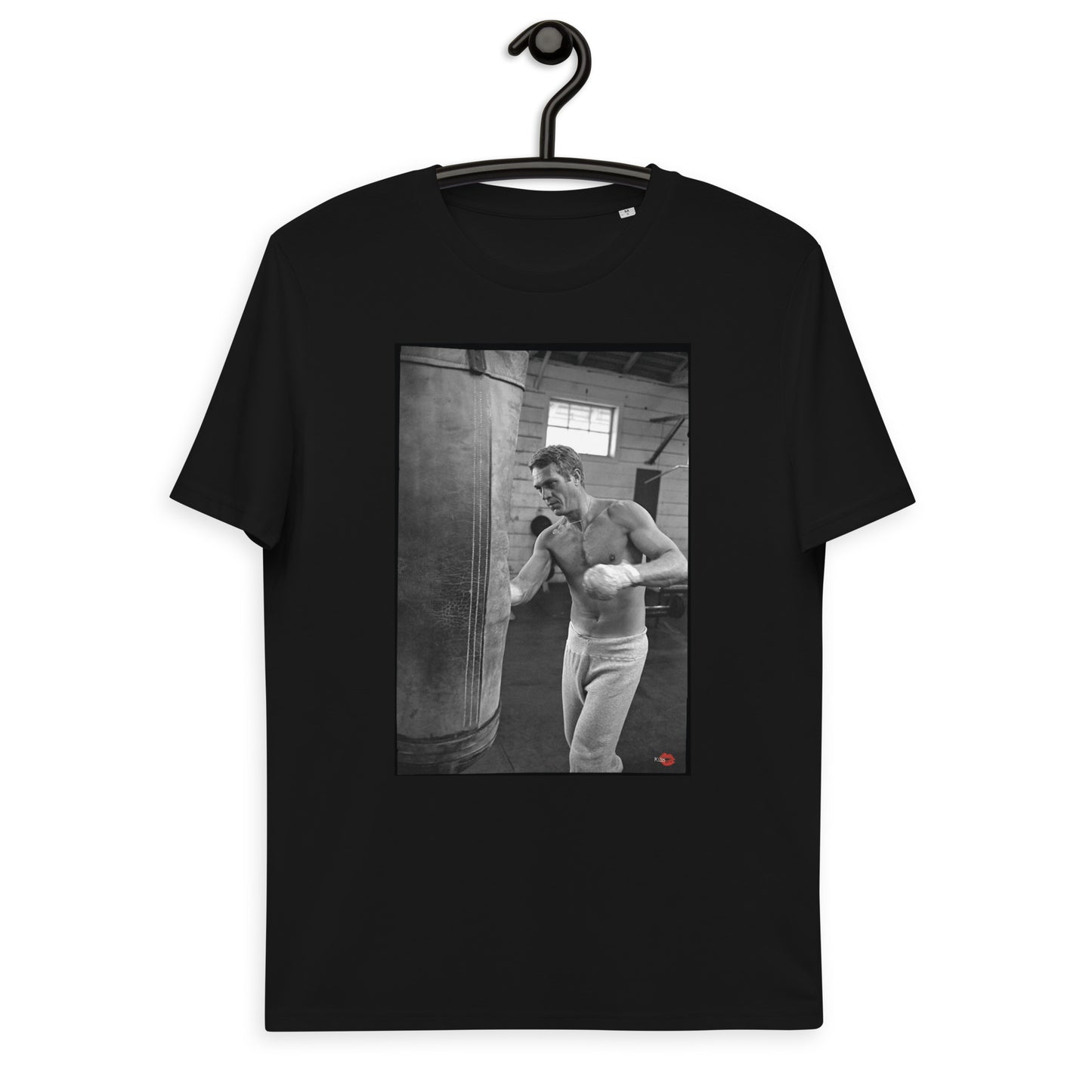 Steve McQueen Boxing KiSS Unisex organic cotton t-shirt- Actor Boxer - Retro Hollywood Image - Great Escape