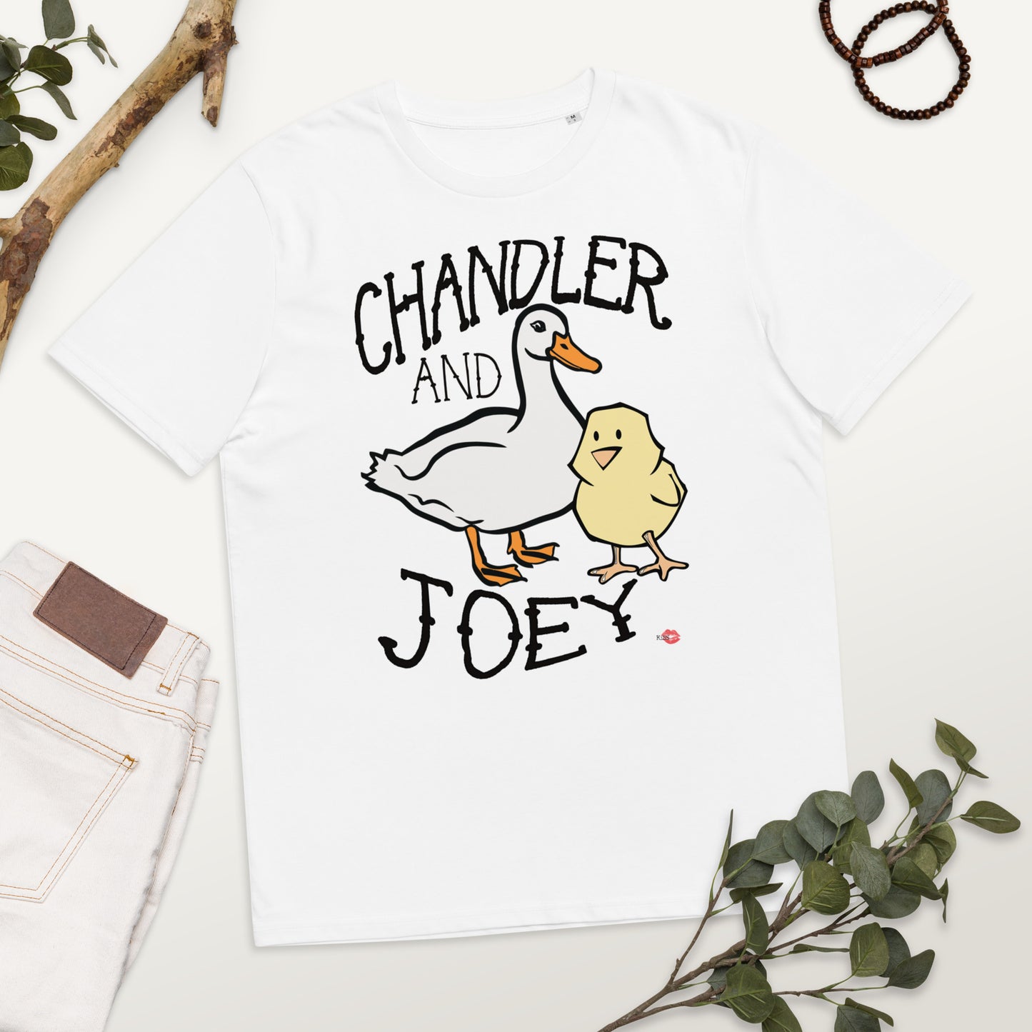 Joey and Chandler KiSS Unisex organic cotton t-shirt - Friends Show inspired Chick & Duck