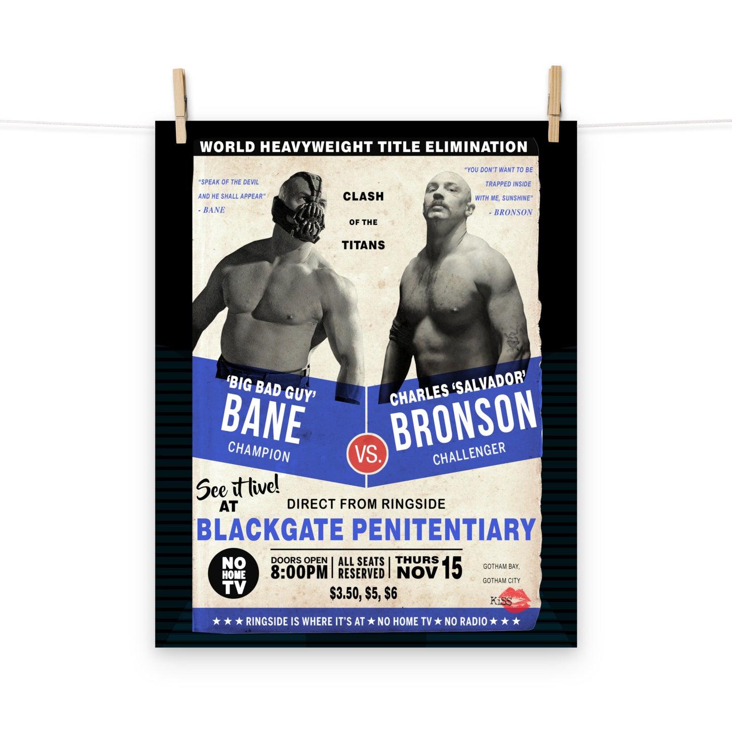 Bane Vs Charles Bronson KiSS Poster - Tom Hardy - boxing unique gift