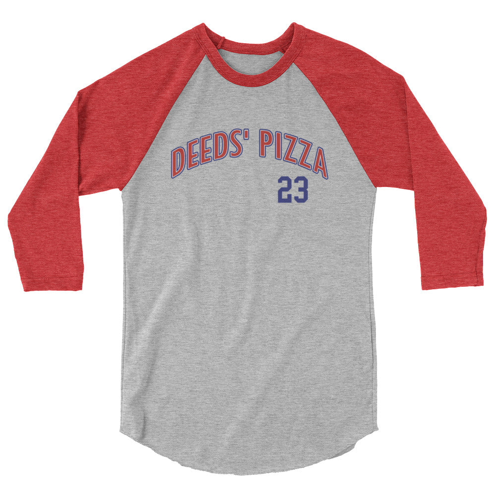Deeds' Pizza KiSS 3/4 sleeve raglan shirt - Mr Deeds Movie Inspired Adam Sandler