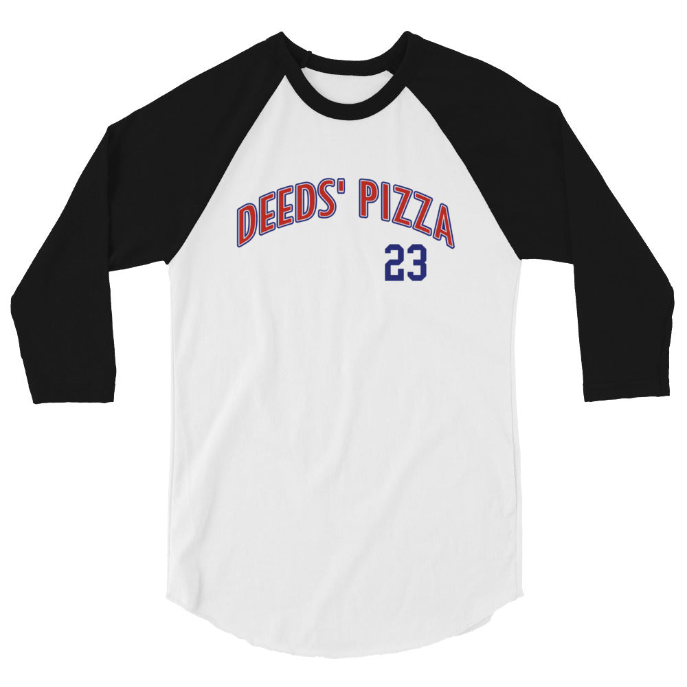 Deeds' Pizza KiSS 3/4 sleeve raglan shirt - Mr Deeds Movie Inspired Adam Sandler