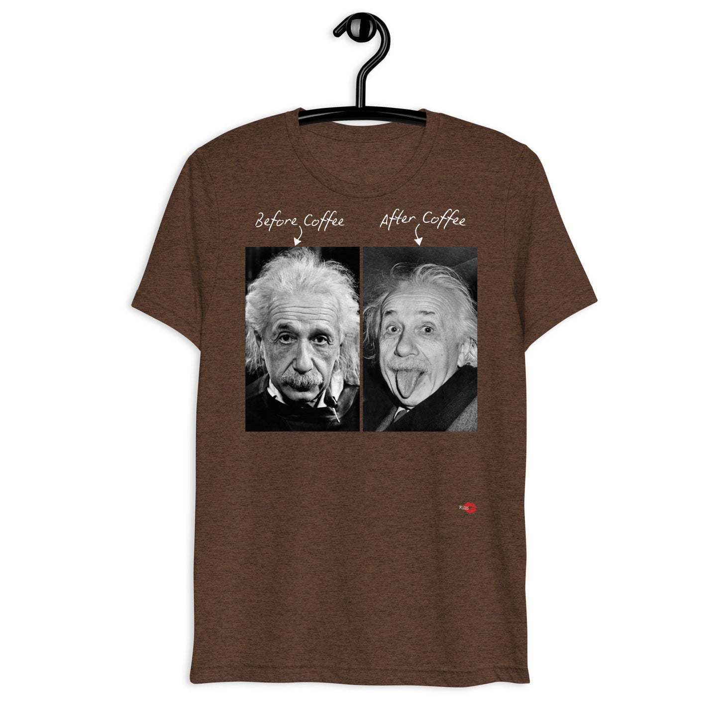 Albert Einstein Coffee KiSS Short sleeve t-shirt - Funny before and after