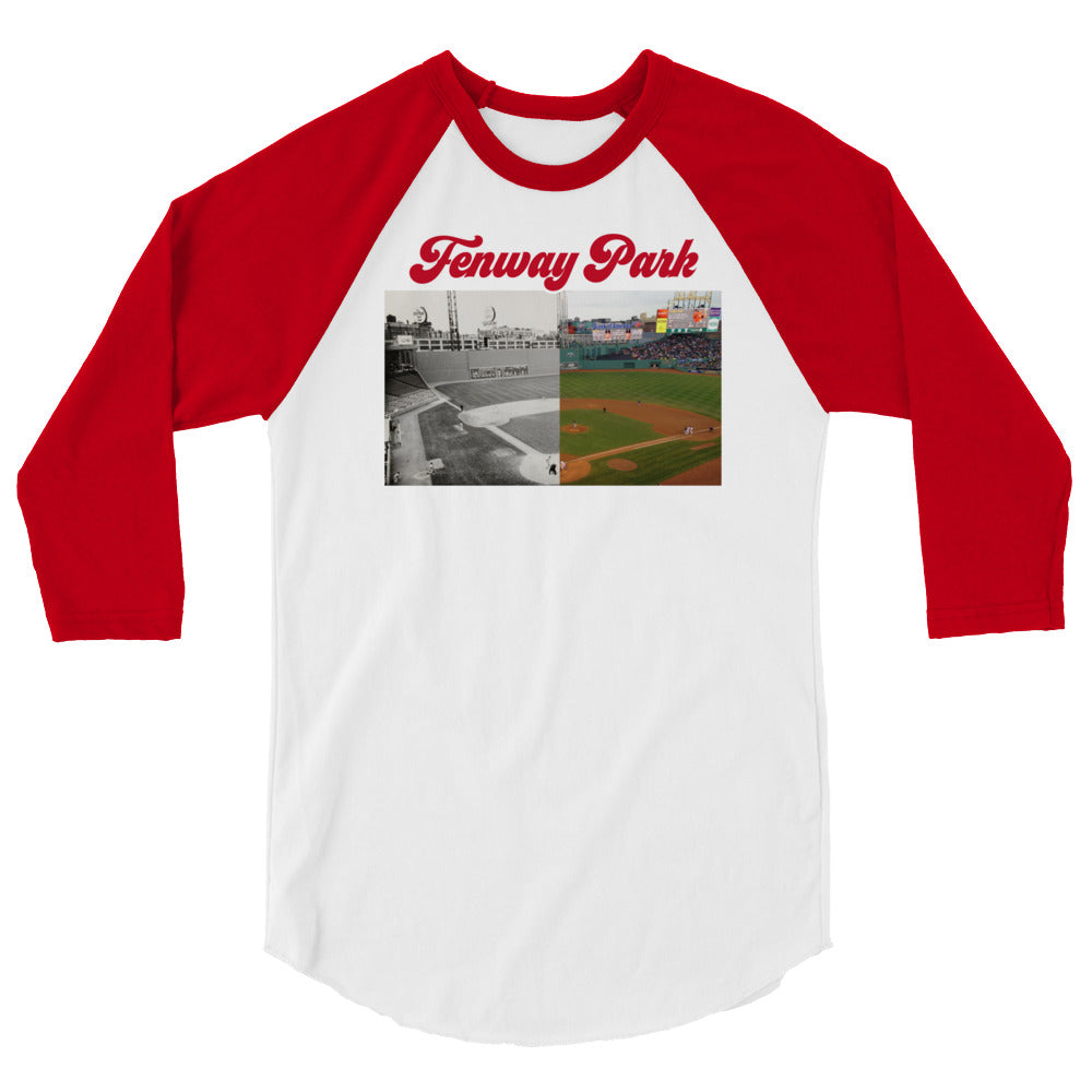 Boston Fenway Park KiSS 3/4 sleeve raglan shirt - USA Then and Now Baseball