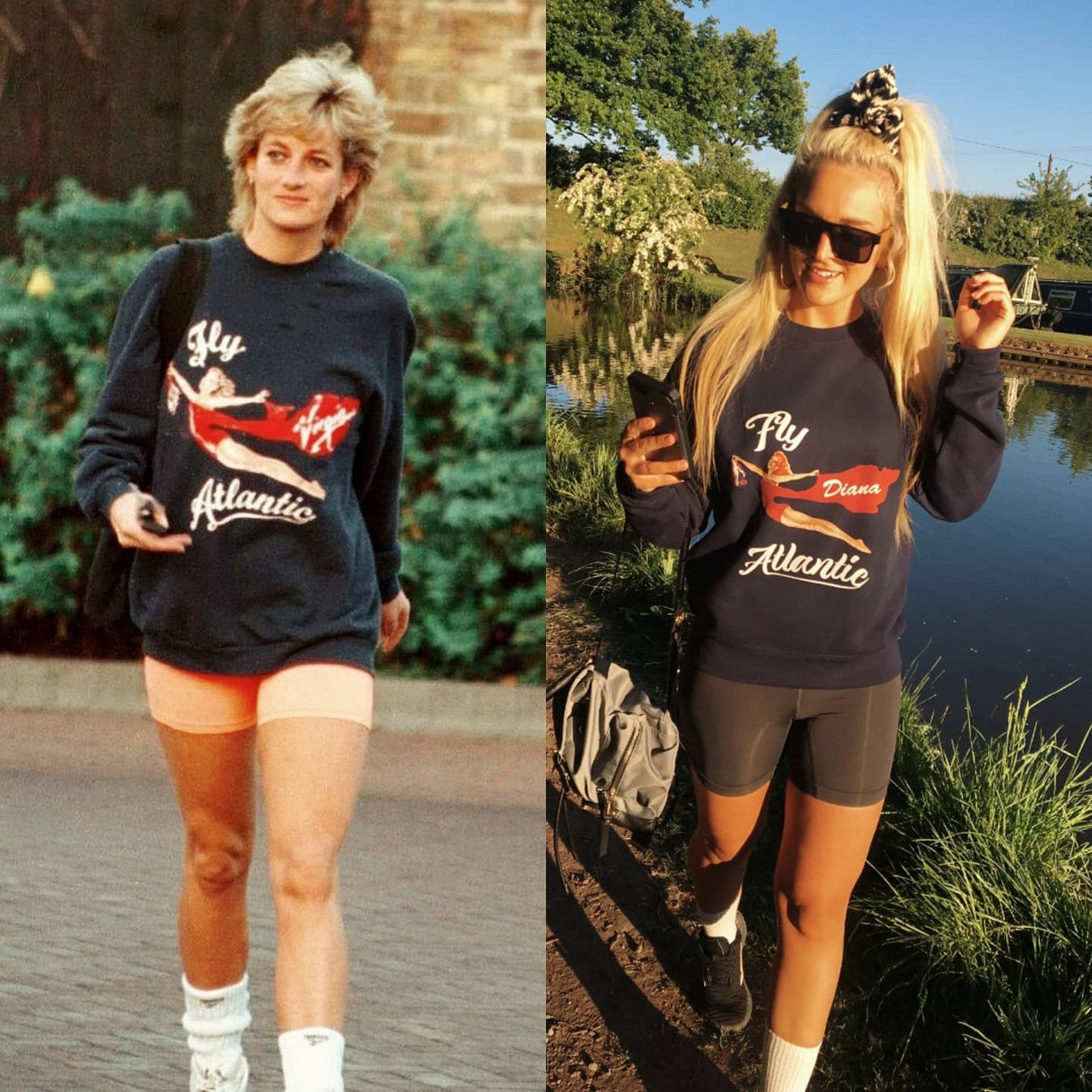 Fly Atlantic KiSS Sweatshirt - Diana - Princess of Wales inspired - Gym Workout Paparazzi - Virgin Airline Pin Up girl