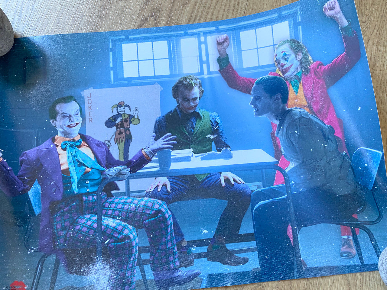 NEW: 4 Jokers Meeting KiSS Poster or Canvas - Jack Nicholson, Heath Ledger, Jared Leto Joaquin Phoenix - Why so Serious, Wall Art - Batman - gift for him & her