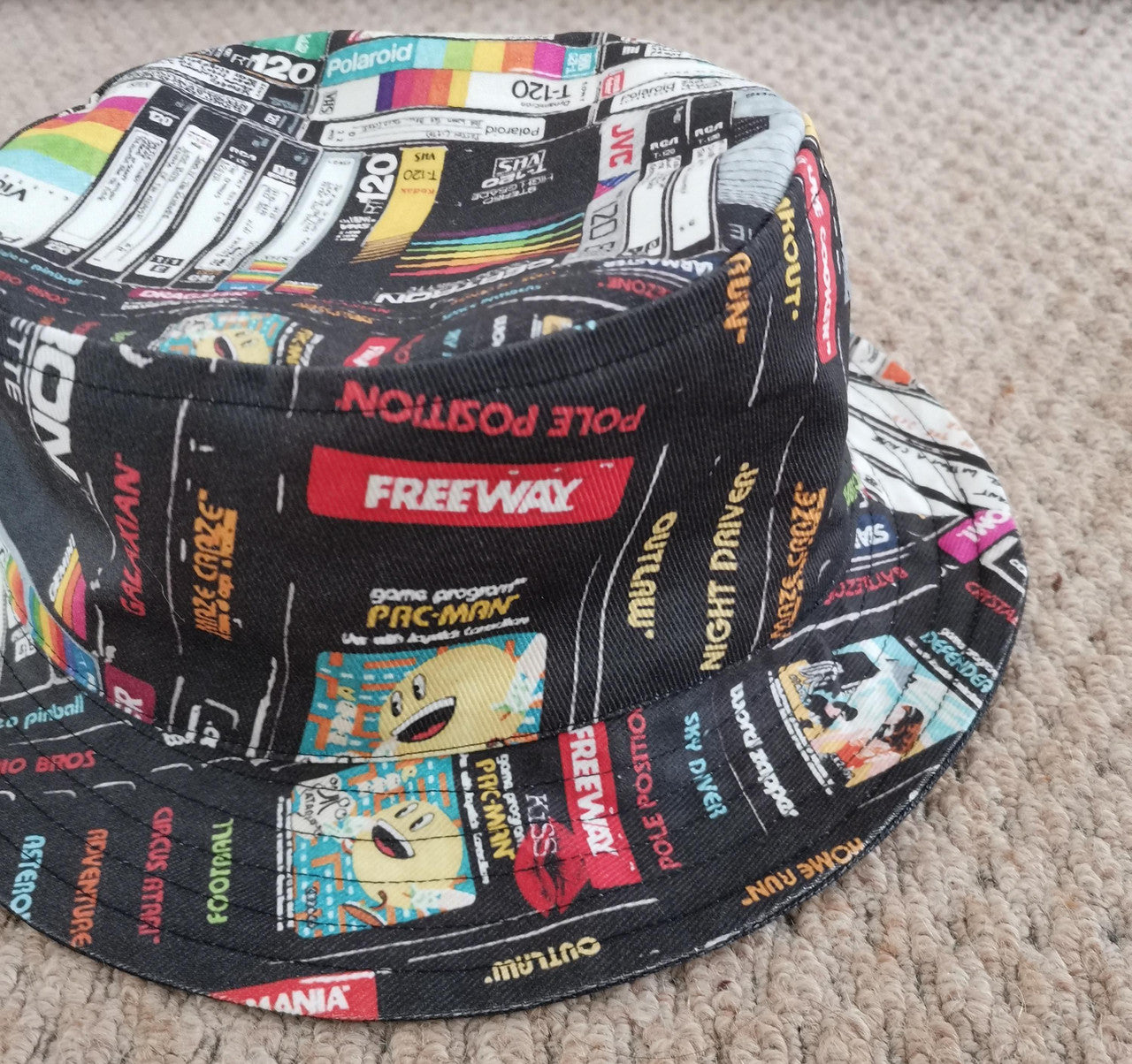 Cassettes, VHS, Atari KiSS Bucket Hat - Reversable Retro - Video Tapes, 80s 90s - Handmade Unique - Gift Idea, Music Festival Birthday Kids