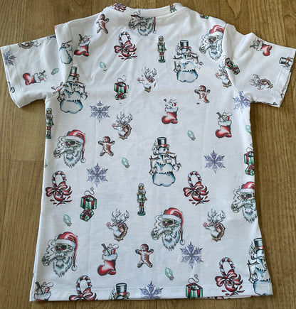I Love Xmas KiSS KiDS All Over T-Shirt - Christmas - Old School Tattoo Doodles - Skull Cool Ink Alternative Toddler