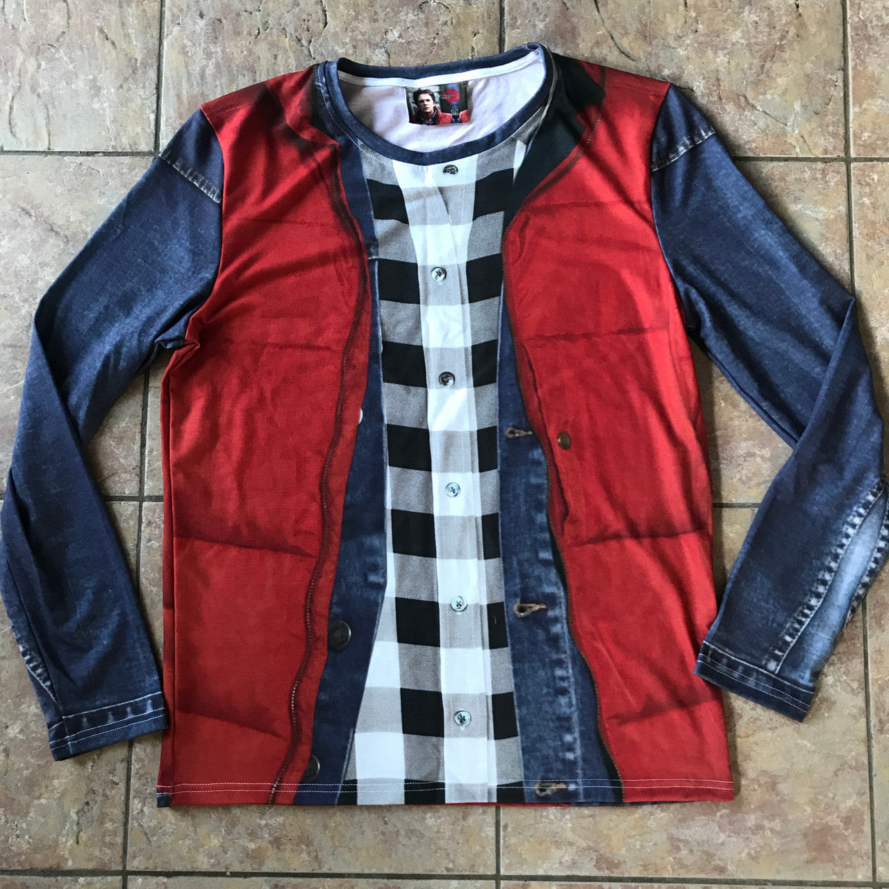 Marty KiSS Cut & Sew Top - McFly Delorean - Back to the Future - Michael J Fox - Costume