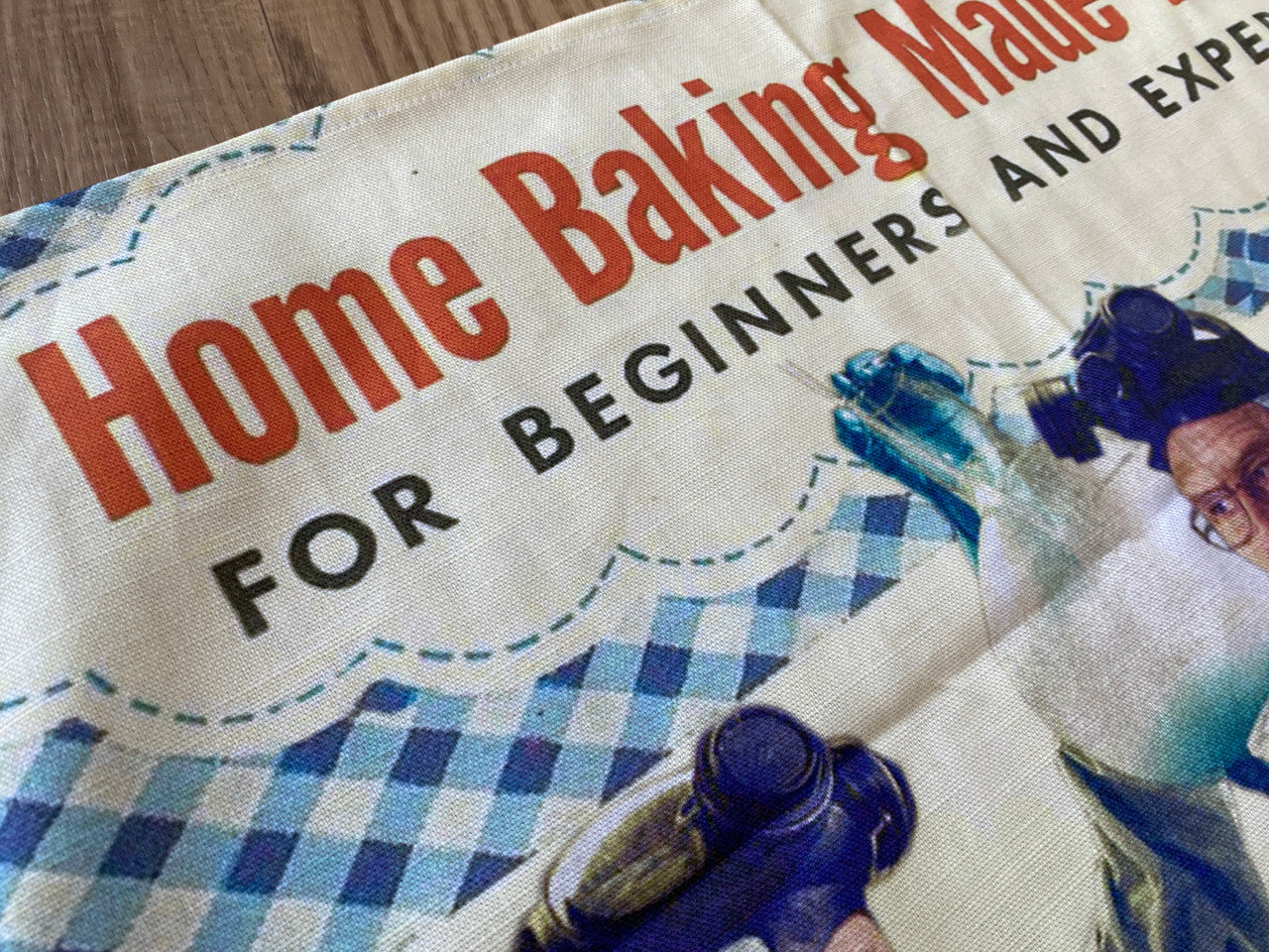 Baking Breaking Bad KiSS Tea Towel - Jesse Pinkman and Walter White - 30s 40s recipe book style - Vintage theme - Kitchen Cotton Linen