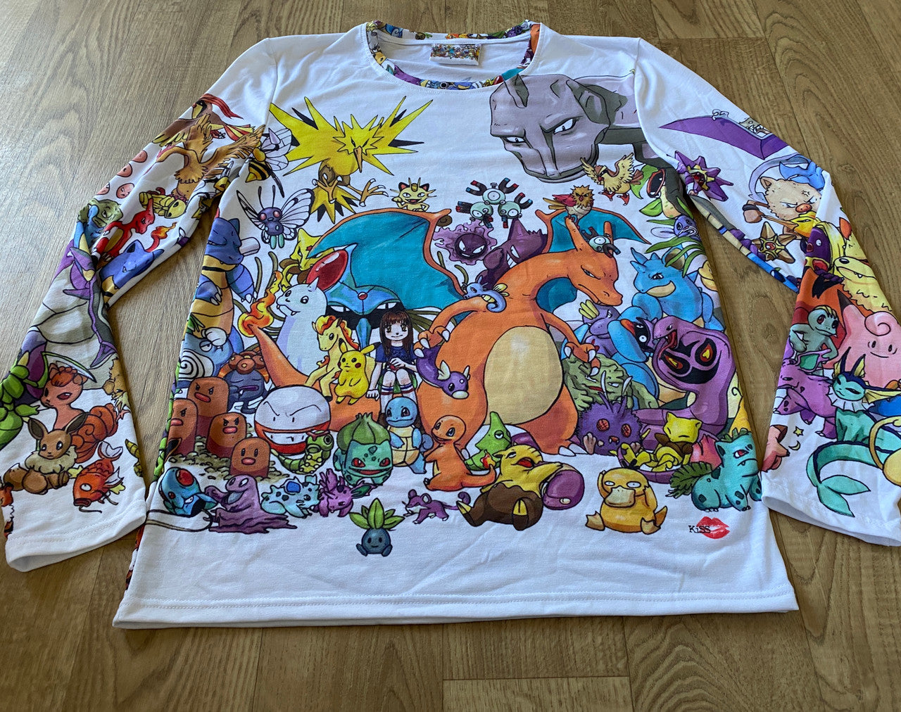 Pokemon KiSS Cut & Sew Top - Characters Collage - Gamer Gift for him & her - Pikachu Ash Squirtle Charizard