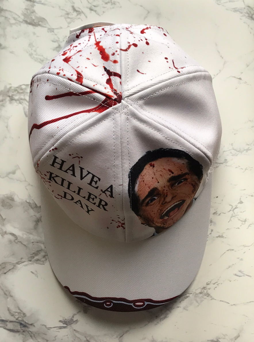 American Psycho KiSS Baseball Cap - Blood Splatter Christian Bale - Have a Killer Day - Horror Funny Halloween - present