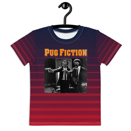 Pug Fiction KiSS Kids crew neck t-shirt - Pulp Movie Tarantino Pugs Dog