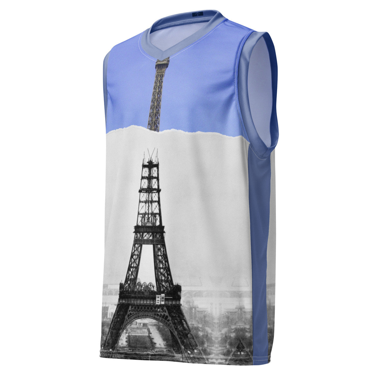 Eiffel Tower KiSS Recycled unisex basketball jersey - Construction France then and now