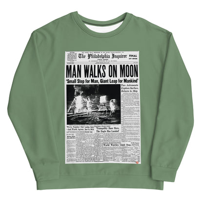 Man on Moon KiSS Unisex Sweatshirt - Iconic Space Newspaper Philadelphia