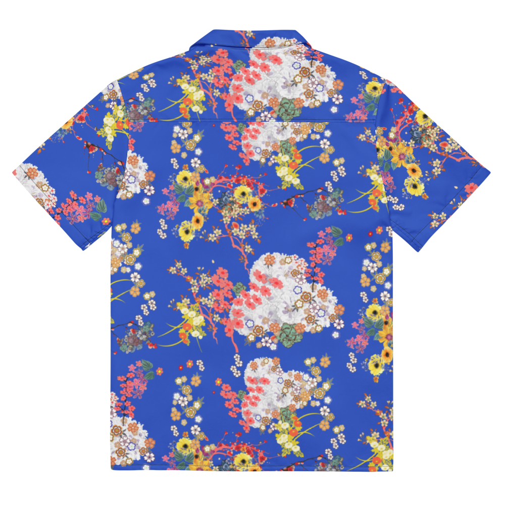 Romeo KiSS Short Sleeve Shirt - Japanese Flowers Floral - Leonardo DiCaprio Juliet Movie - 90s Gift for Her or Him Button Down Cosplay