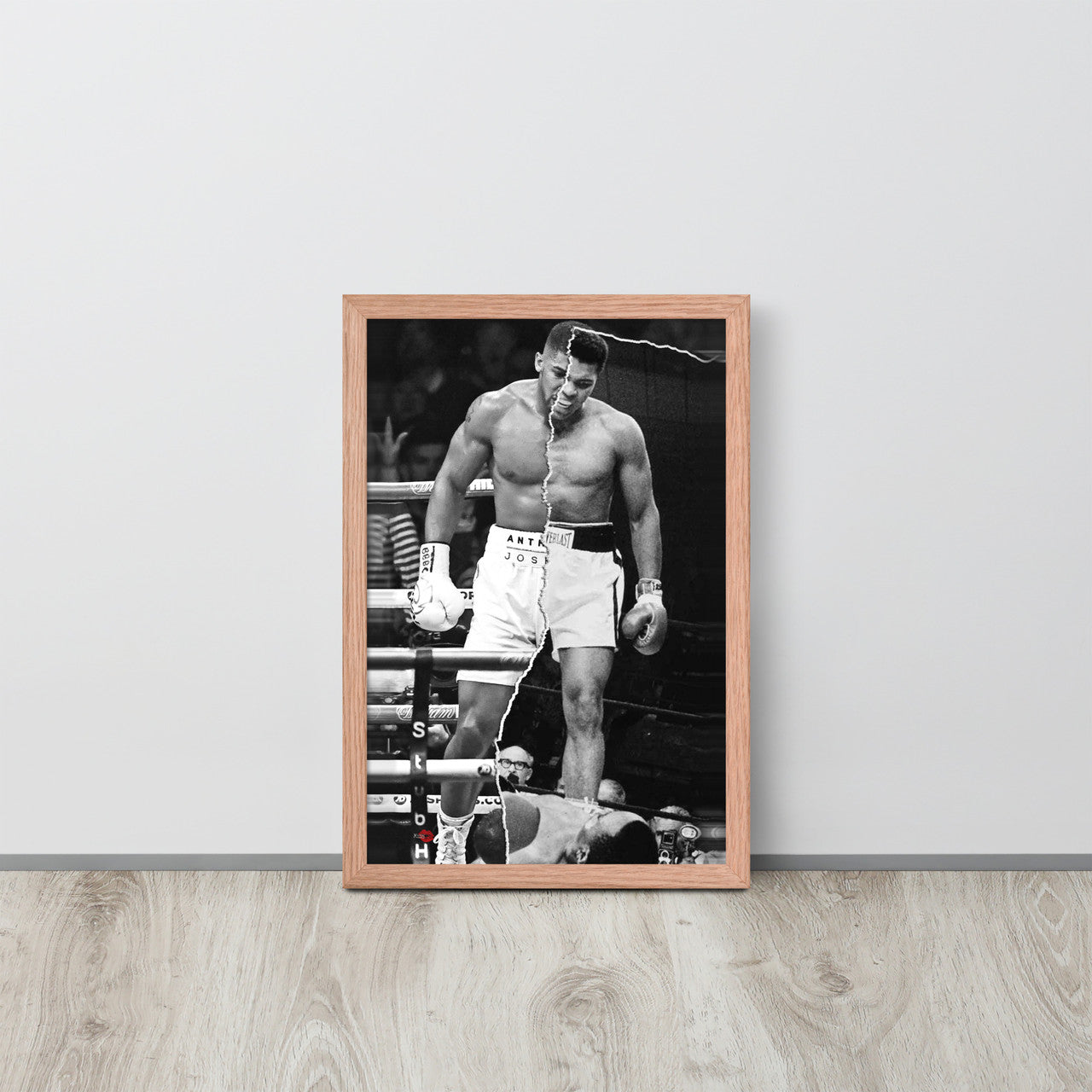 Muhammad Ali/Anthony Joshua KiSS Framed poster - half & half - Boxing wall Art - Home Decor, knockout