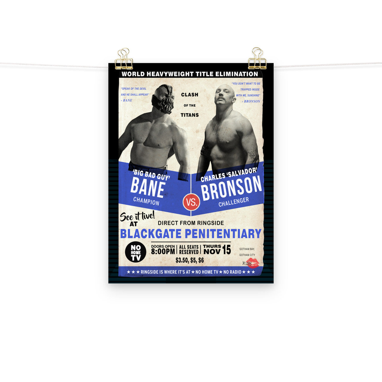 Bane Vs Charles Bronson KiSS Poster - Tom Hardy - boxing unique gift
