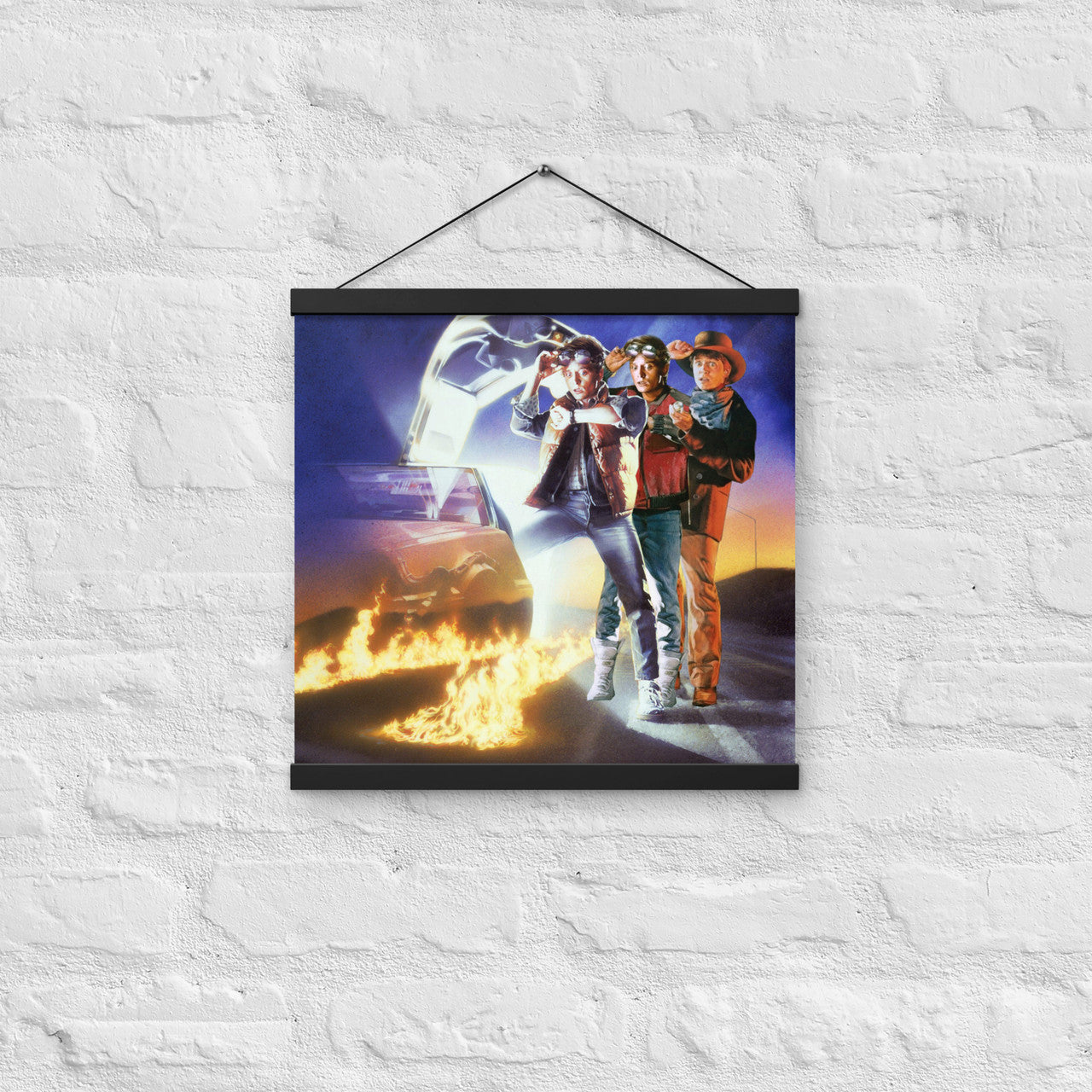 Back To The Future inspired Poster with hangers - Trilogy - Marty McFly 80s Delorean, Doc - Michael J Fox