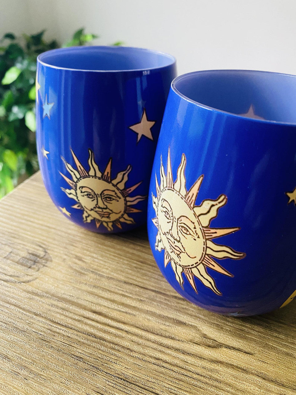 Friends Celestial KiSS Water Glass - Coffee Mug Monica Ross Rachel Joey Chandler Phoebe - Season 3 Sun Moon Stars - Blue Libbey Royal TV Show