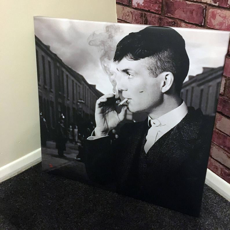 Peaky Blinders Tommy Shelby KiSS Canvas - Cillian Murphy, UK TV Show - Smoking - father’s day Gift Idea - Gangster - Wall Art