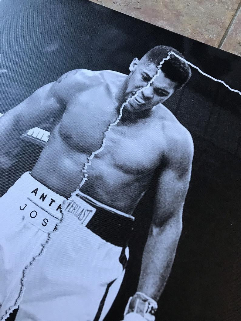 Muhammad Ali/Anthony Joshua KiSS Canvas  - half & half - Boxing wall Art - Home Decor, knockout - father’s day Gift Idea