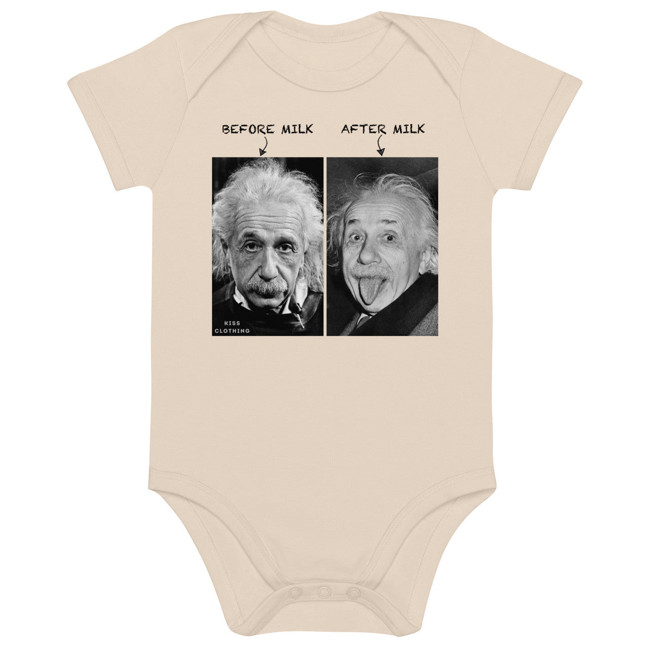 Einstein Milk KiSS Organic cotton baby bodysuit - Before Milk After Milk