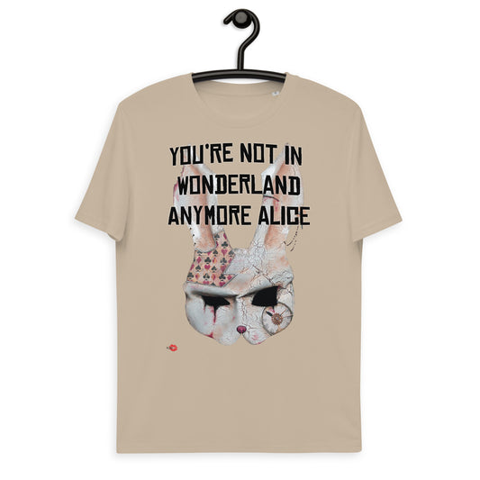 Wonderland KiSS Unisex organic cotton t-shirt - Alice in Wonderland - Cheshire Cat - Gift Idea White Rabbit Horror