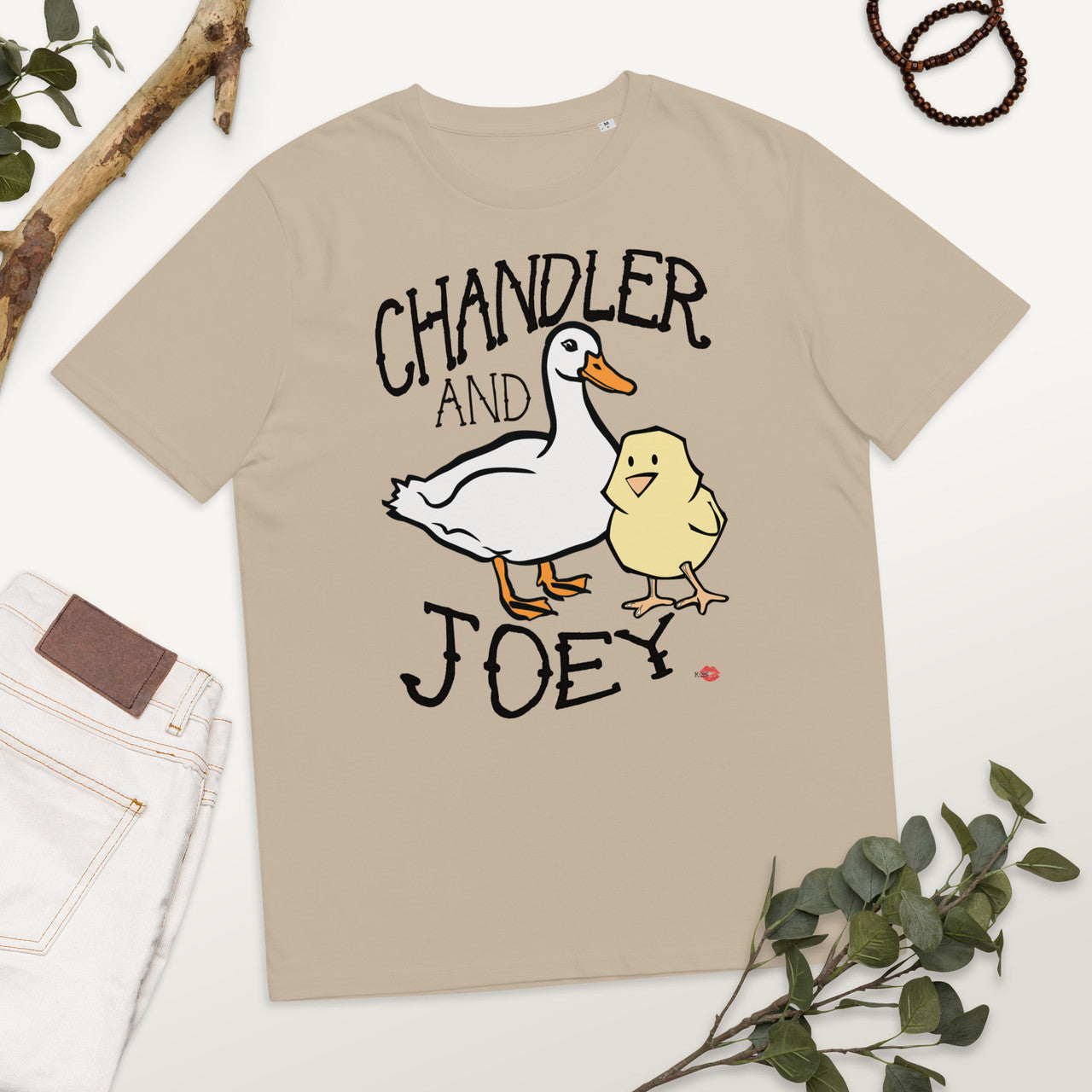 Joey and Chandler KiSS Unisex organic cotton t-shirt - Friends Show inspired Chick & Duck