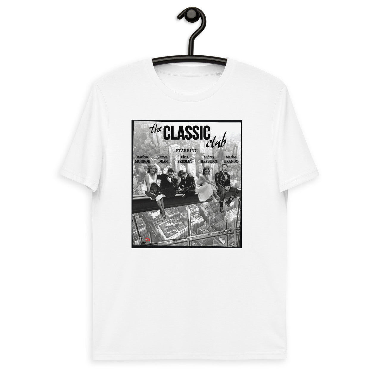Classic Club KiSS Unisex organic cotton t-shirt - Marilyn Monroe, James Dean, Elvis, Marlon Brando, Audrey Hepburn