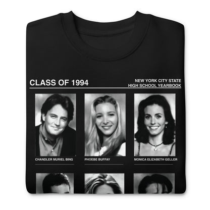 Friends Class of 1994 KiSS Unisex Premium Sweatshirt - Yearbook Chandler, Phoebe, Monica, Ross, Rachel, Joey