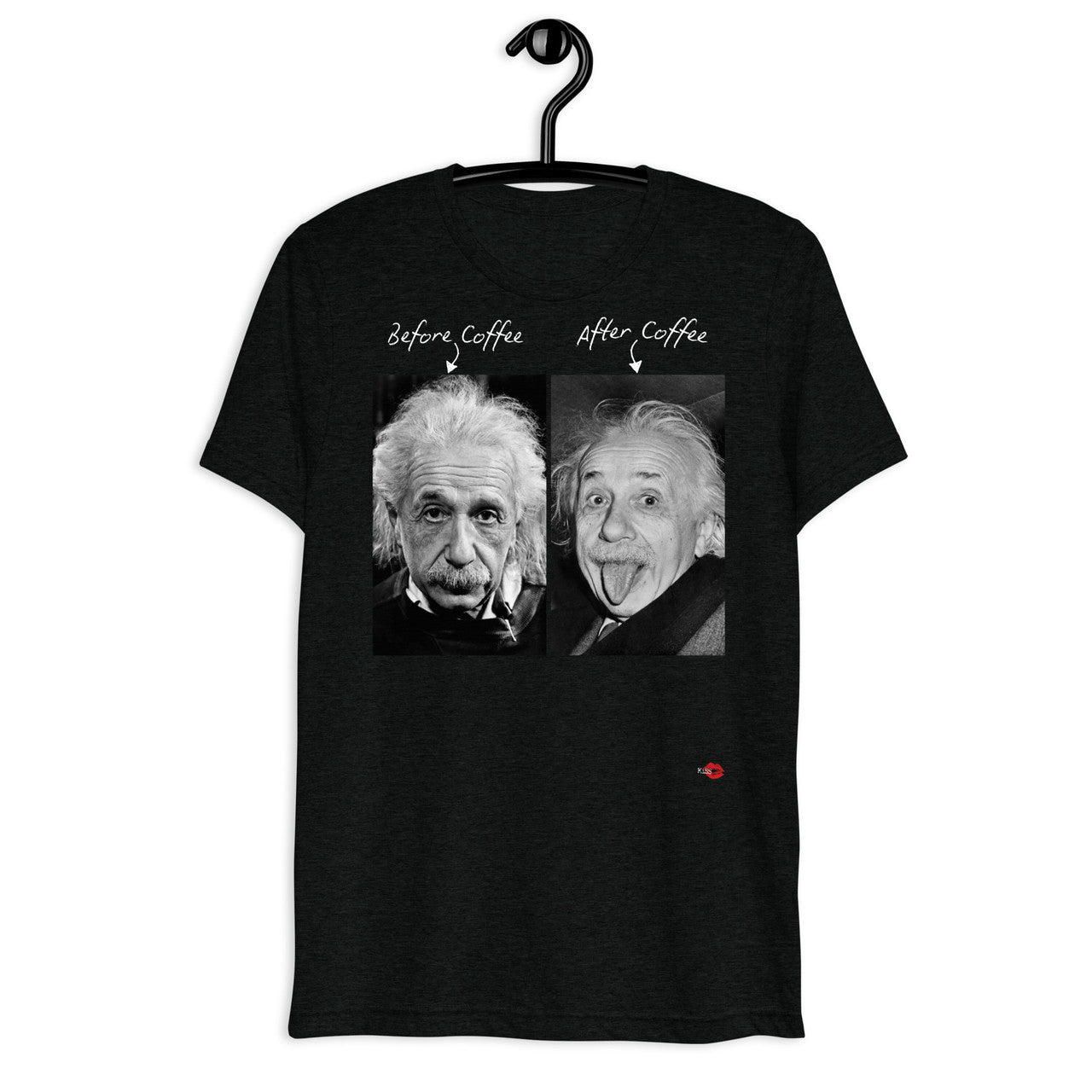 Albert Einstein Coffee KiSS Short sleeve t-shirt - Funny before and after