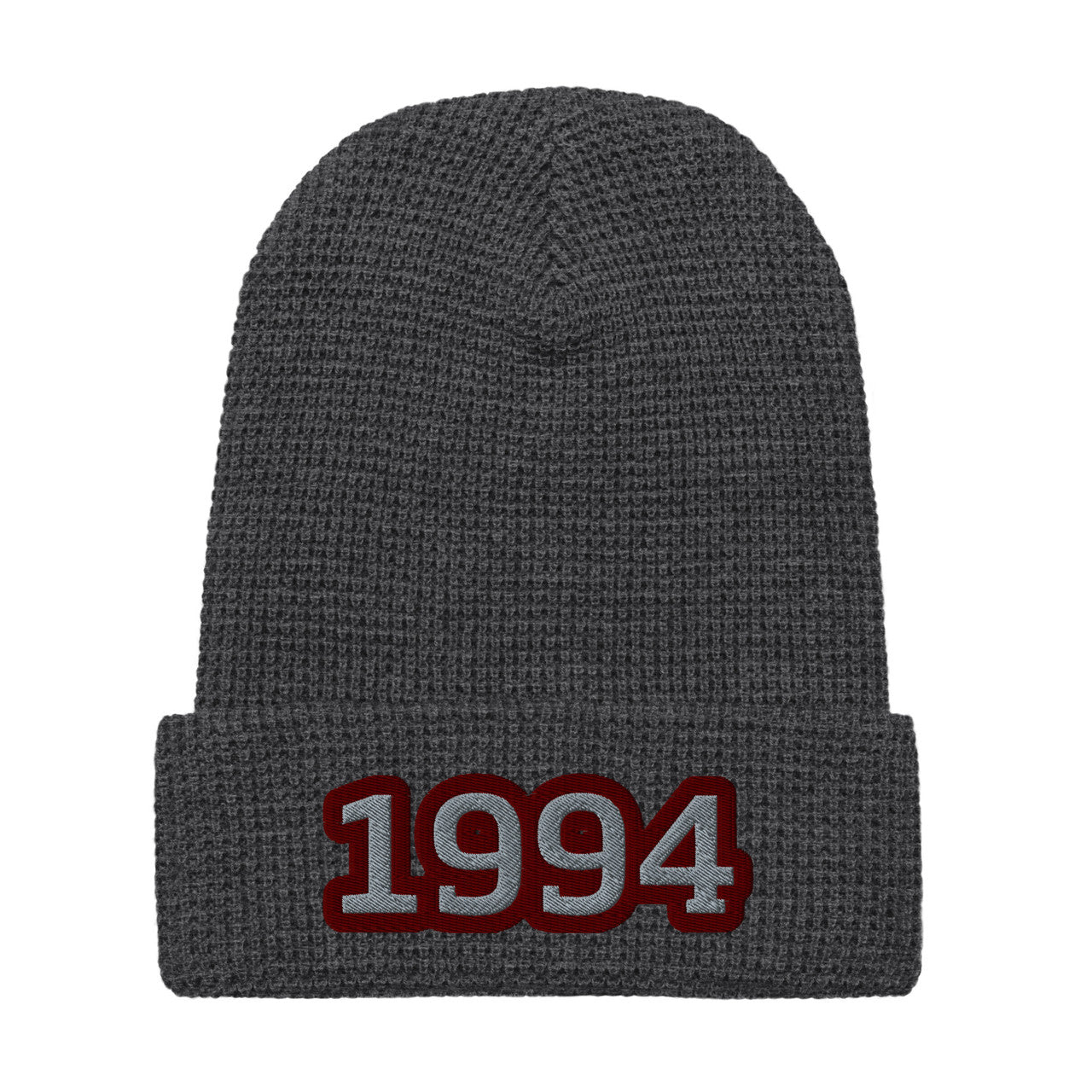 Embroidered Custom Year KiSS Waffle beanie - Unique Personalised - Handmade