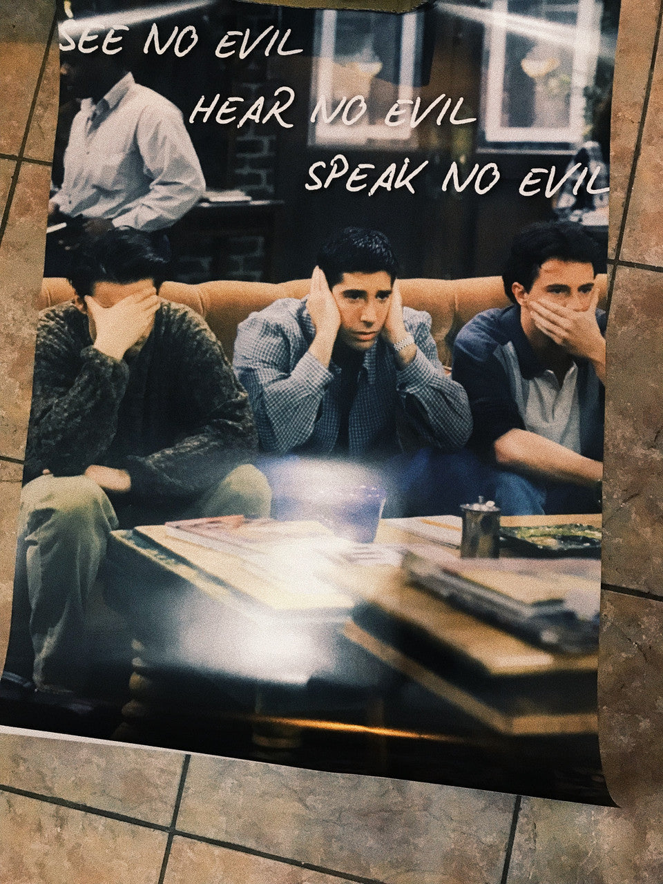 Friends Chandler, Joey & Ross, See No Evil KiSS Canvas or Poster - Funny Unique Wall Art - Home Decor - TV Show sitcom fan - Christmas present