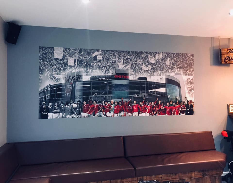 MUFC Panoramic KiSS Wall Print - Manchester United Football GGMU - Timeline - Then and Now - Unique Artwork - Old Trafford Wall Art Wallpaper