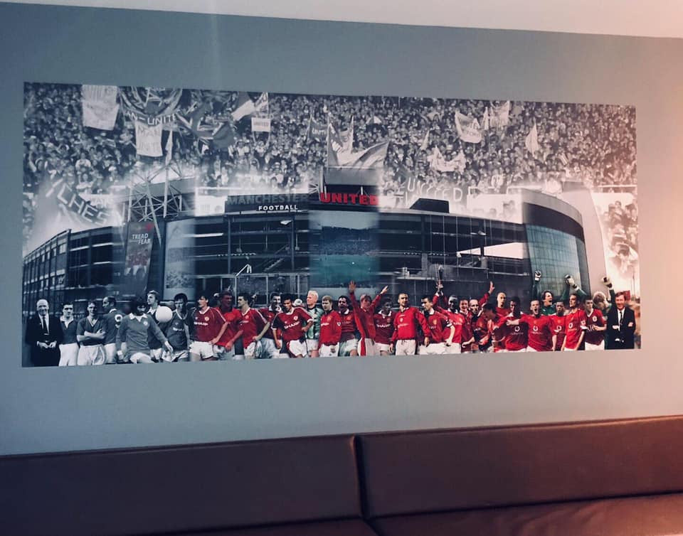 MUFC Panoramic KiSS Wall Print - Manchester United Football GGMU - Timeline - Then and Now - Unique Artwork - Old Trafford Wall Art Wallpaper