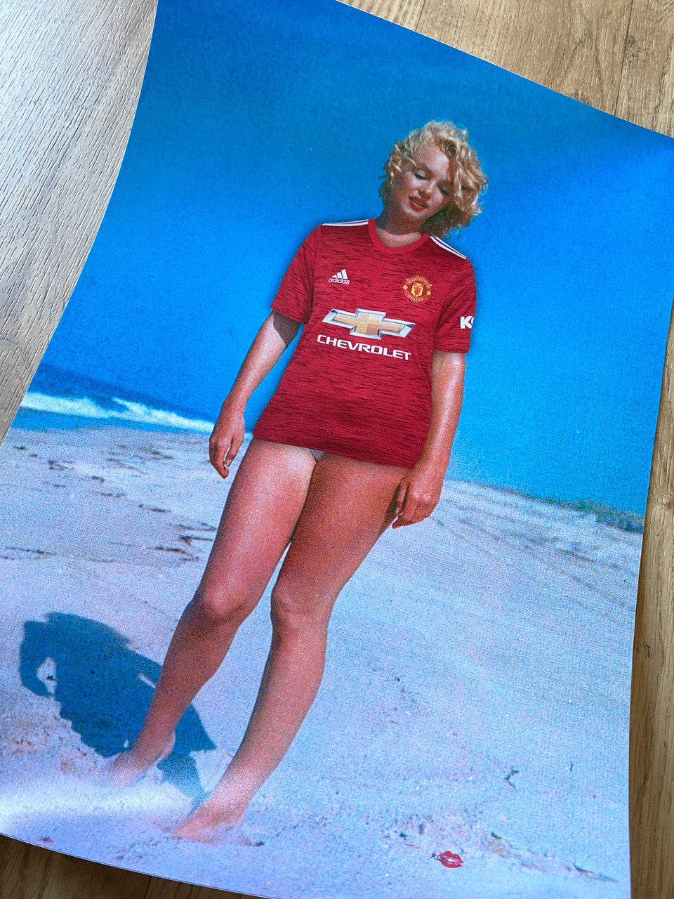 Custom Marilyn Monroe Football KiSS Canvas or Poster - Personalised, unique jersey - Pick any team - Football soccer - Gift Idea
