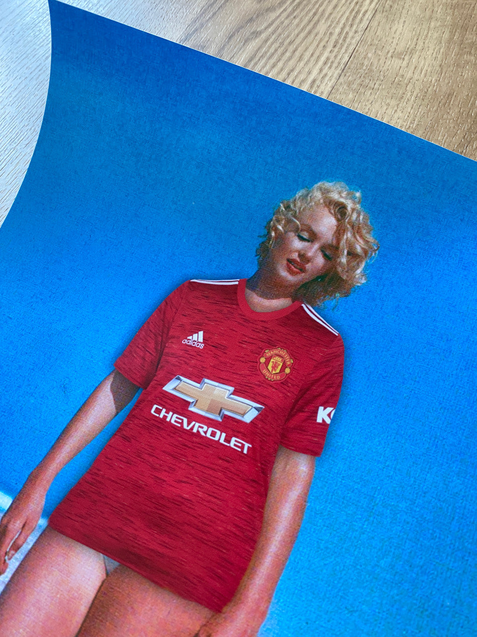 Custom Marilyn Monroe Football KiSS Canvas or Poster - Personalised, unique jersey - Pick any team - Football soccer - Gift Idea