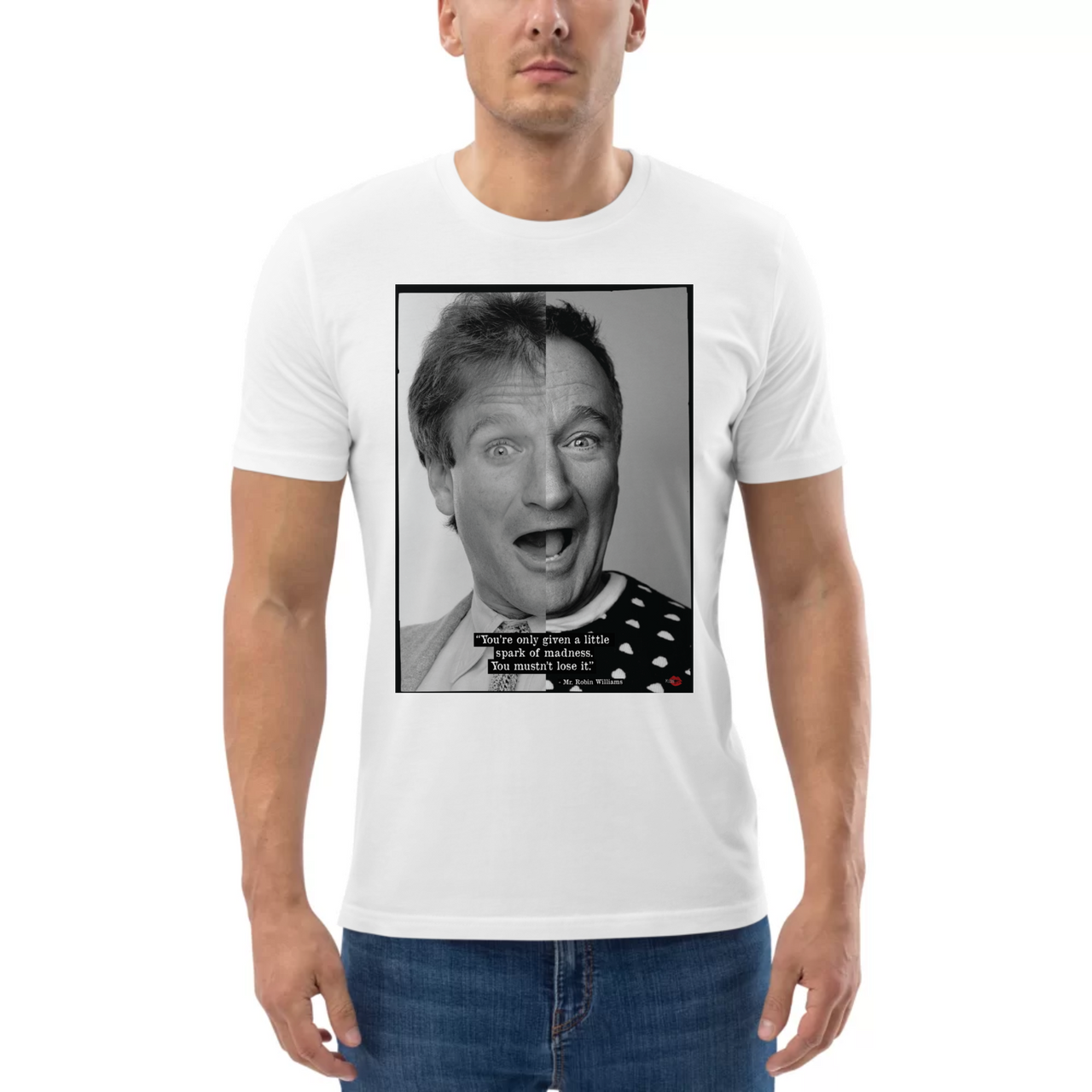 Robin Williams Then & Now KiSS T-Shirt - Quote Madness - Hollywood Icon - Movie Legend
