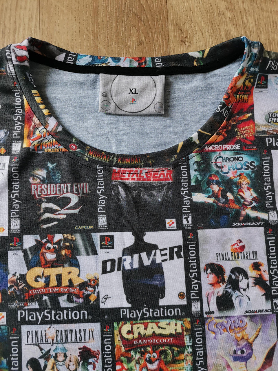 PS1 KiSS Cut & Sew T-Shirt - Retro Gamer Gaming - Console - Sony Inspired - Driver Crash Bandicoot