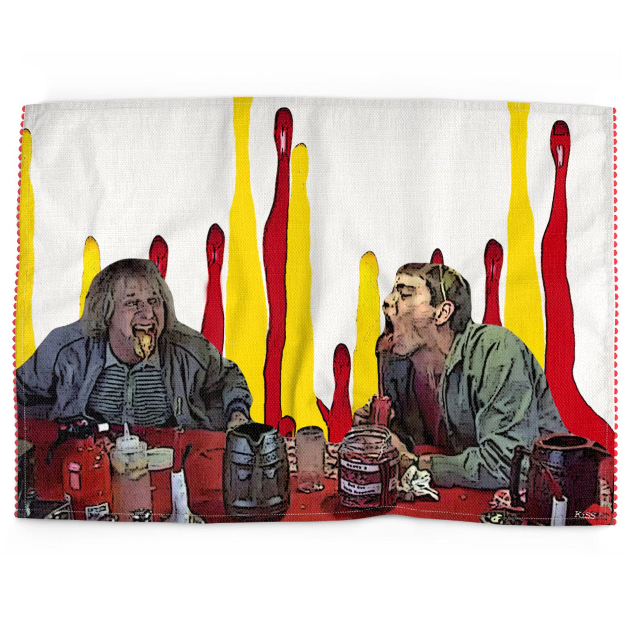 Dumb & Dumber  KiSS Tea Towel - Lloyd Christmas - Jim Carrey Jeff Daniels - Ketchup Mustard - Funny Gift Kitchen Cotton Linen