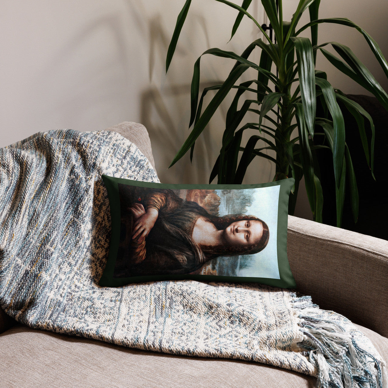 Mona Lisa KiSS Handmade Cushion  - Friends Show Inspired - Monica's Apartment Season 4 - Velvet or Silk - Rectangle New York Style 90s
